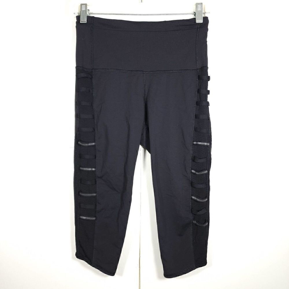 Lululemon Women's Breezy High Rise Size 6 Black Reflective Straps Leggings